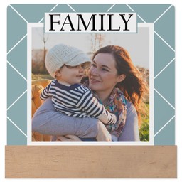 4x4 Square Metal Print With Stand with Family Teal design