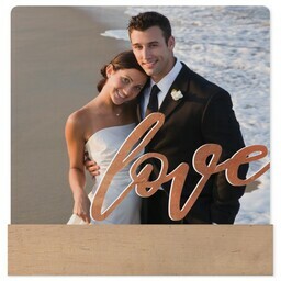 4x4 Square Metal Print With Stand with Copper Love design