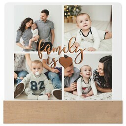 4x4 Square Metal Print With Stand with Family is Love design