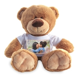 Photo Teddy Bear with Rustic Spring Floral design