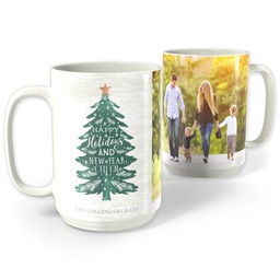 White Photo Mug, 15oz with Wishes In The Tree design