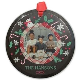 Circle Acrylic Ornament with Holiday Icons design