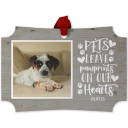 Personalized Metal Ornament - Modern Corners with Rustic Pawprint design