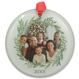 Circle Acrylic Ornament with Rustic Sprigs design