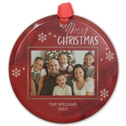 Circle Acrylic Ornament with Snowy Surroundings design