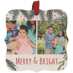 Maple Ornament - Fancy Brackets with Be Merry Holly design