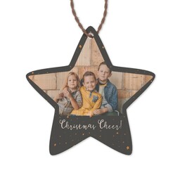 Bamboo Ornament - Star with Christmas Cheer design