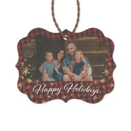 Bamboo Ornament - Winsome with Happy Holidays Plaid design