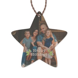Bamboo Ornament - Star with Holly design