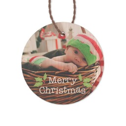 Bamboo Ornament - Round with Merry Christmas design