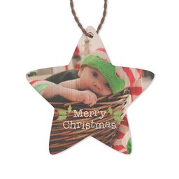 Bamboo Ornament - Star with Merry Christmas design