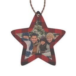 Bamboo Ornament - Star with Plaid Red Editable design
