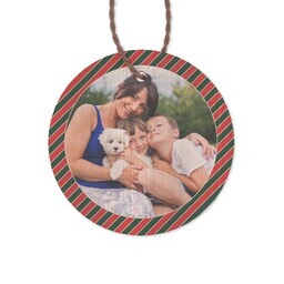 Bamboo Ornament - Round with Stripes Red Green Editable design
