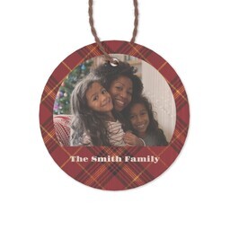 Bamboo Ornament - Round with Tartan Red Editable design