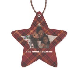 Bamboo Ornament - Star with Tartan Red Editable design