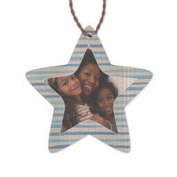Bamboo Ornament - Star with Watercolor Stripes Blue Editable design
