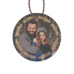 Bamboo Ornament - Round with Wreath 2 design