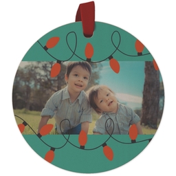 Maple Ornament - Round with Christmas Bulbs design
