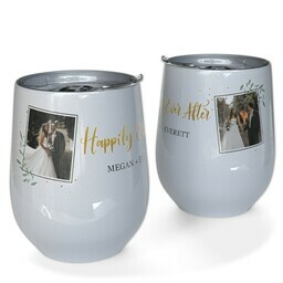 Personalized Wine Tumbler with Happily Ever After design