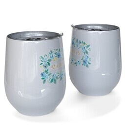 Personalized Wine Tumbler with Blue Floral design
