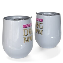 Personalized Wine Tumbler with Dog Mom design
