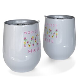 Personalized Wine Tumbler with Floral Best Mom design