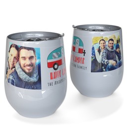 Personalized Wine Tumbler with Happy Camper design