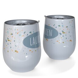 Personalized Wine Tumbler with Neutral Terrazo design