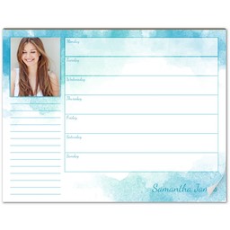 Photo Notepad Planner with Blue Watercolor design