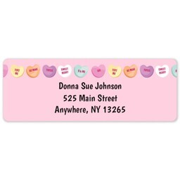 Address Label Sheet with Candy Hearts design