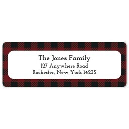 Address Label Sheet with Classic Red Plaid design