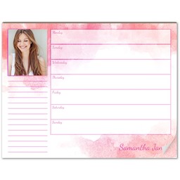 Photo Notepad Planner with Pink Watercolor design