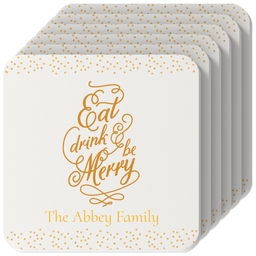 Photo Coasters, Set Of 6 with Eat Drink and Be Merry design