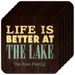 Photo Coasters, Set Of 6 with Better at the Lake design