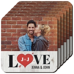 Photo Coasters, Set Of 6 with Heart Arrow design