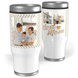 Stainless Steel Tumbler, 14oz with Best Mom Chevron design