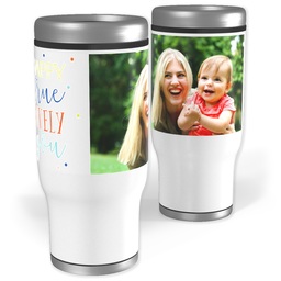 Stainless Steel Tumbler, 14oz with Happiness Is Unique design