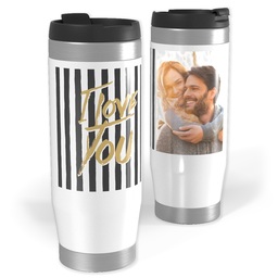 14oz Personalized Travel Tumbler with Love Stripes design