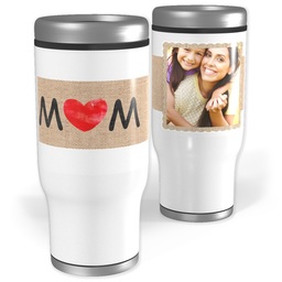 Stainless Steel Tumbler, 14oz with Mom Ribbon design